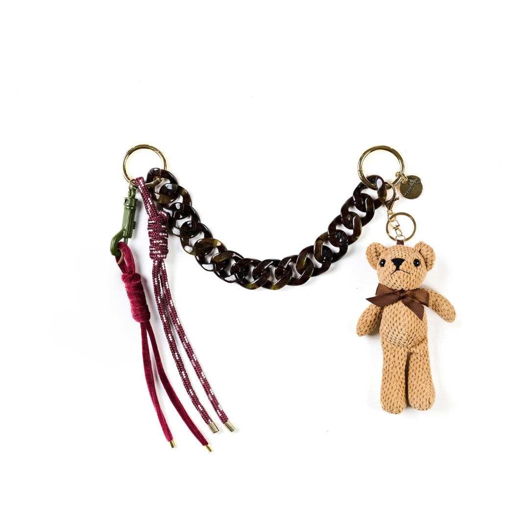 Soft Teddy Bear &amp; Cherries Bag Charm