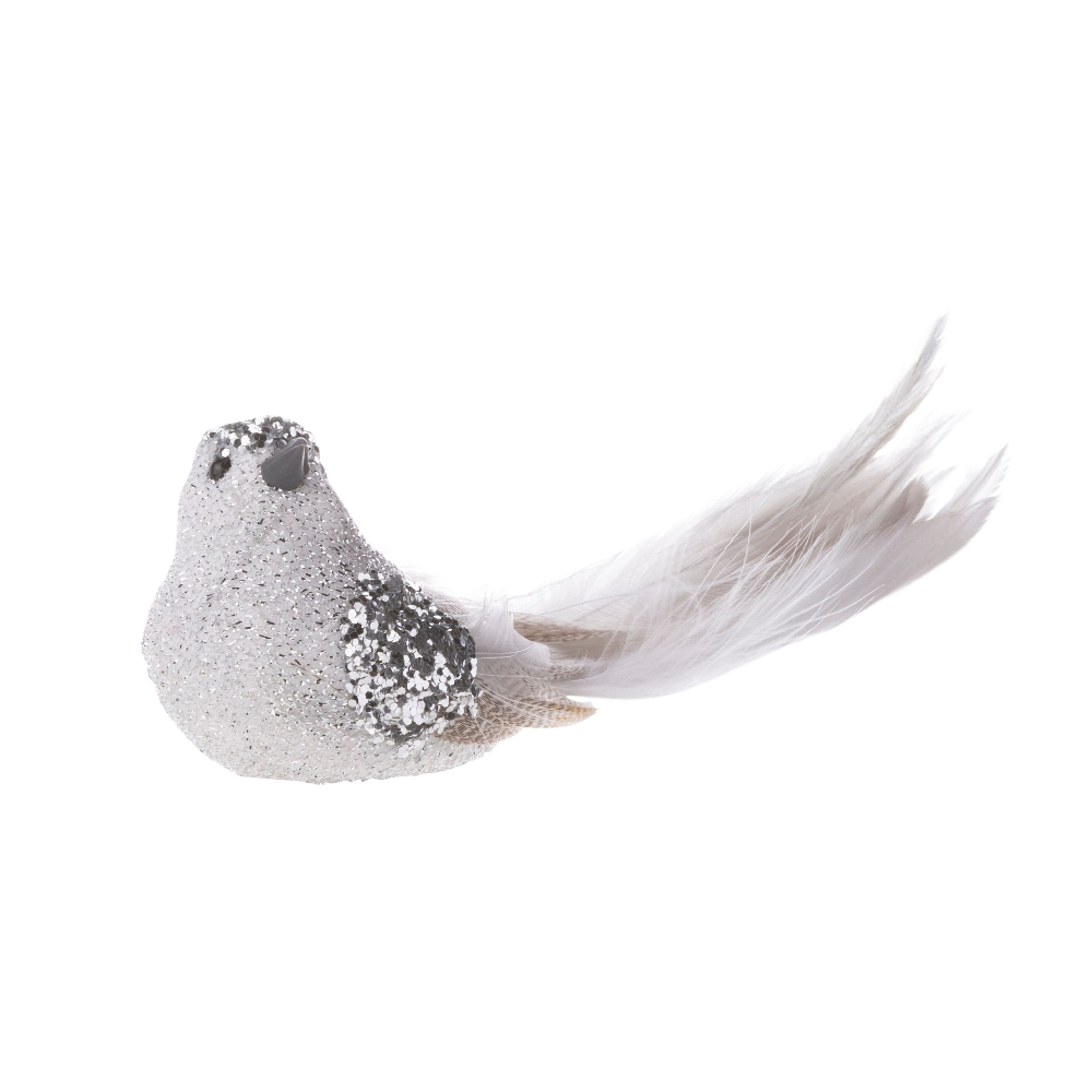 Silver Glitter Bird Clip