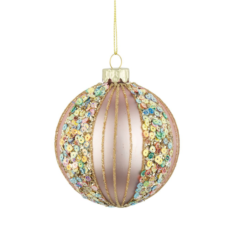 Matte Pink Glass Ball Ornament