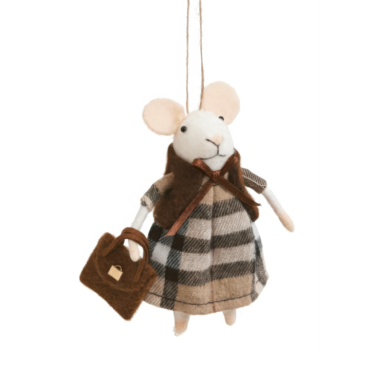 Souris avec ornement de sac à main