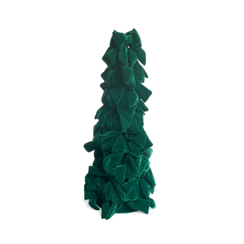 Petit sapin en polyvelours vert à nœud
