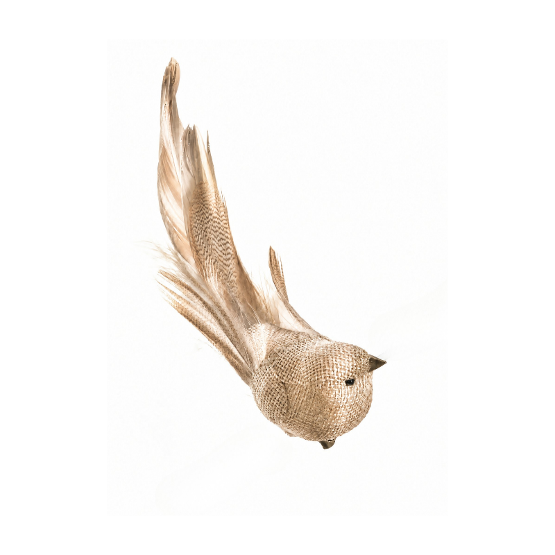 Oiseau doré décoratif avec plume