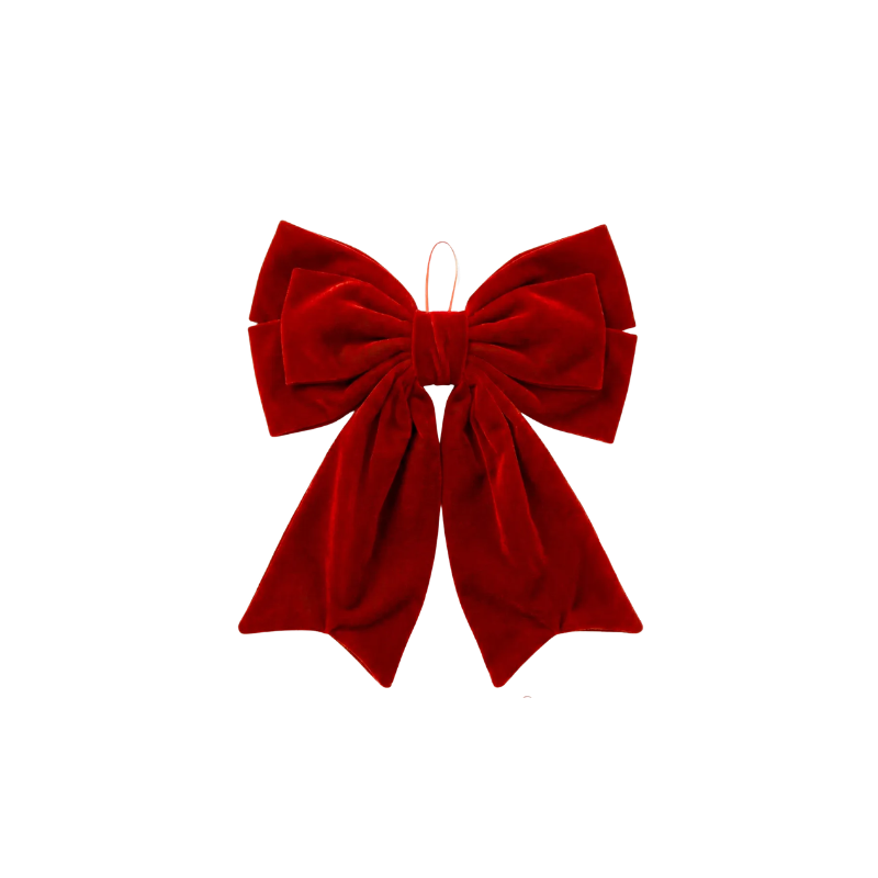 Petit nœud double décoratif en velours rouge
