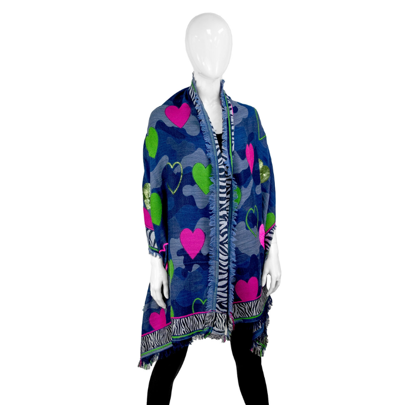 Blue Animal Print Camo Scarf