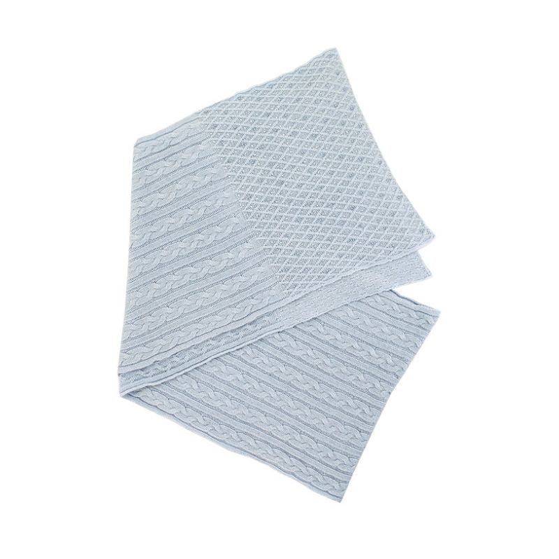 Light Blue Cable Knit Sparkle Scarf