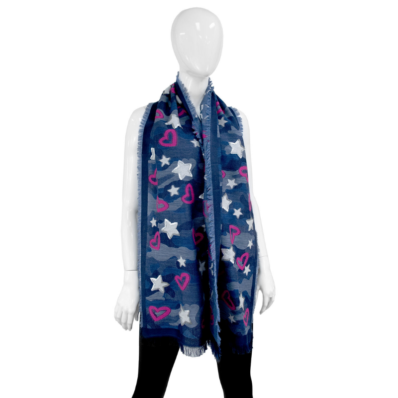 Scarf Heart &amp; Star Sequins