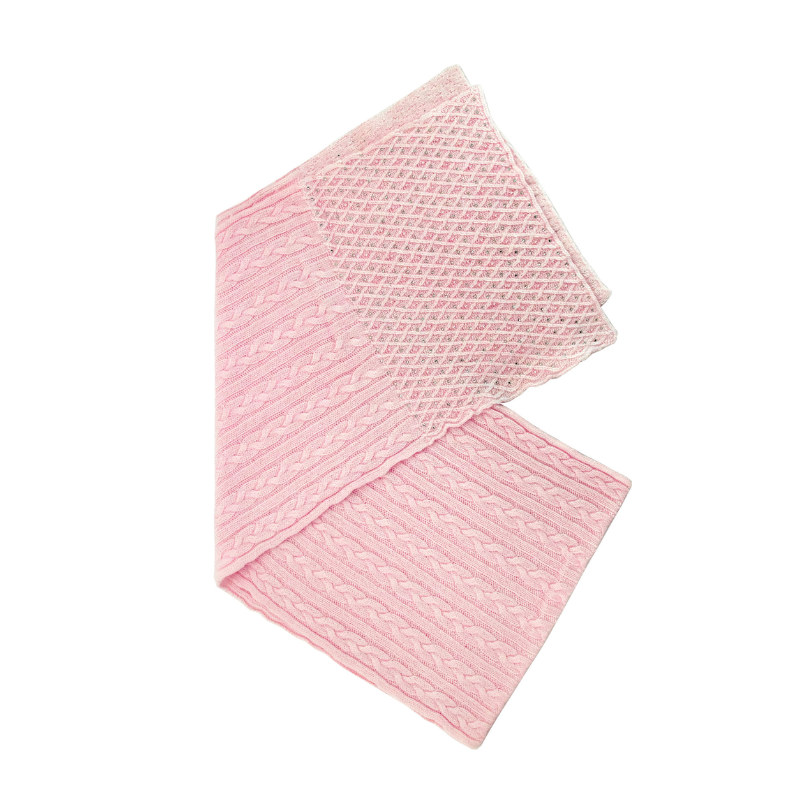 Pink Cable Knit Sparkle Scarf