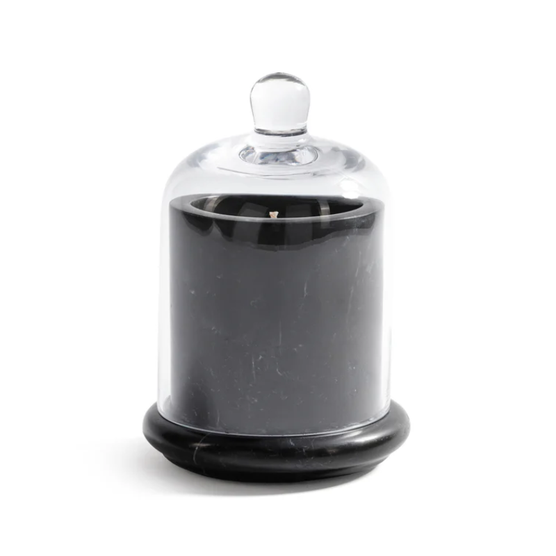 Mariella Black Marquina Marble Fig Vetiver Candle with Cloche