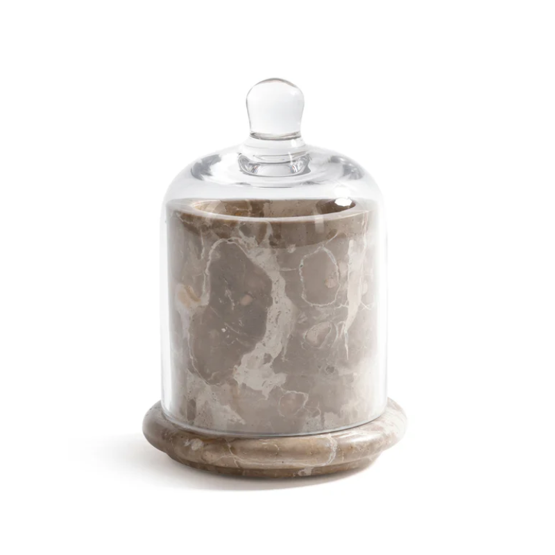 Mariella Crema Marble Bergamot Linen Candle with Cloche