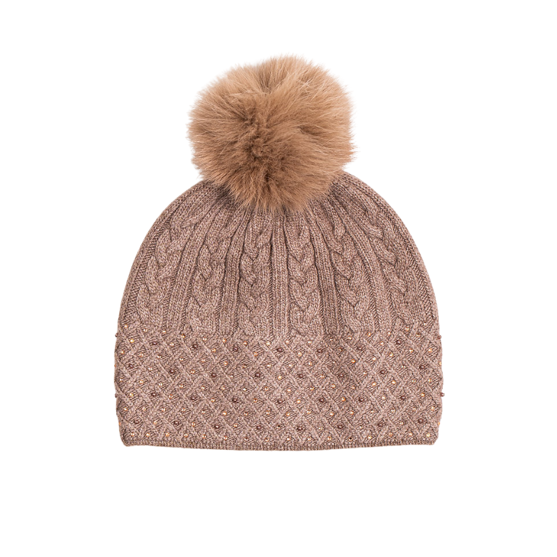 Taupe Knit Sparkle Hat