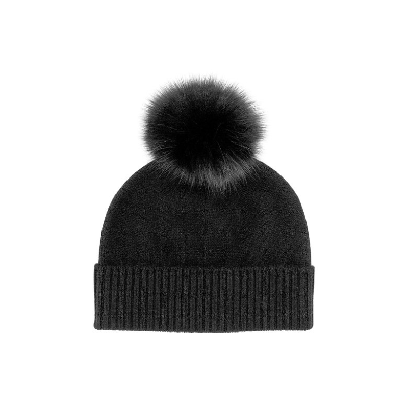 Knited hat with Fur PomPom