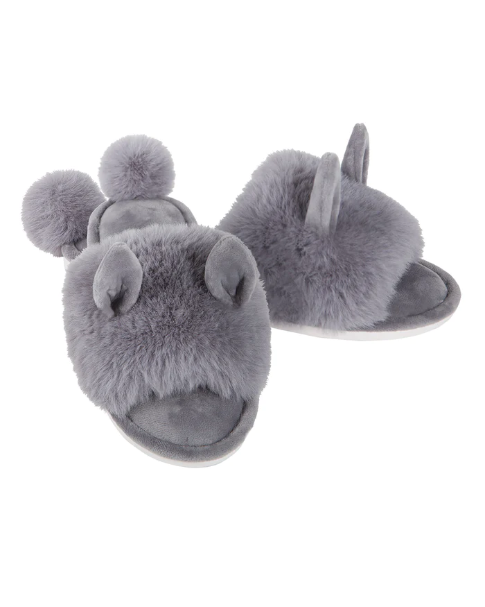 Grey Bunny Hop Slippers
