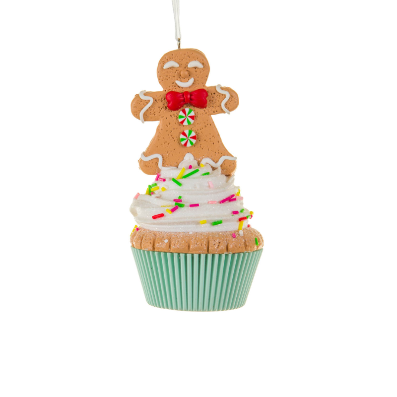 Gingerbread Man On Cupcake Ornament