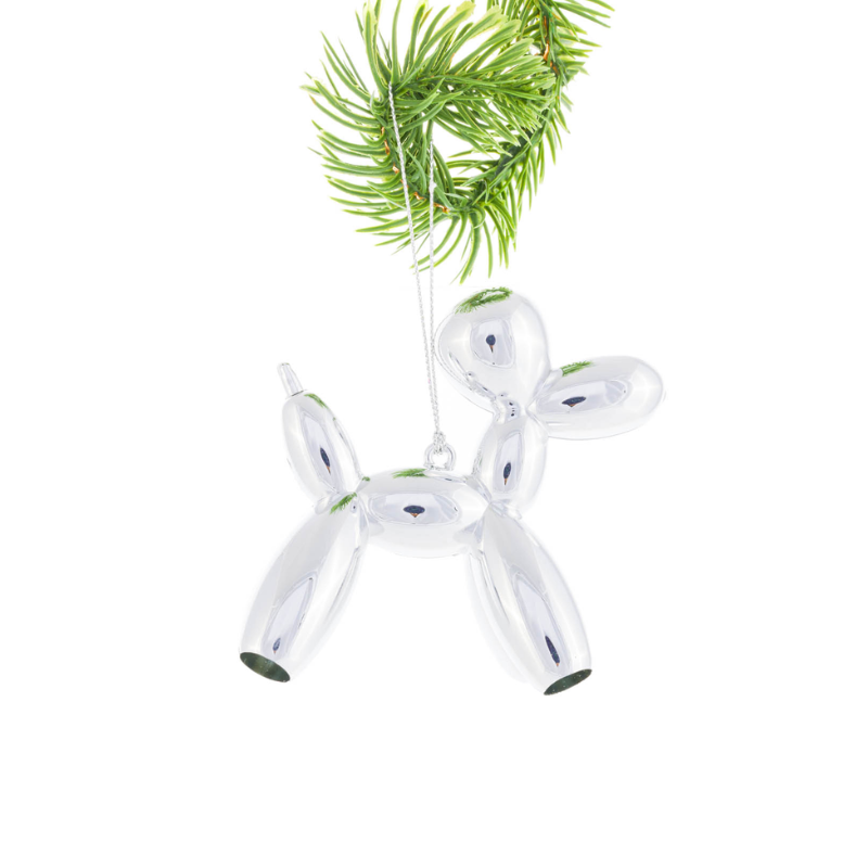 Silver Balloon Dog Ornament