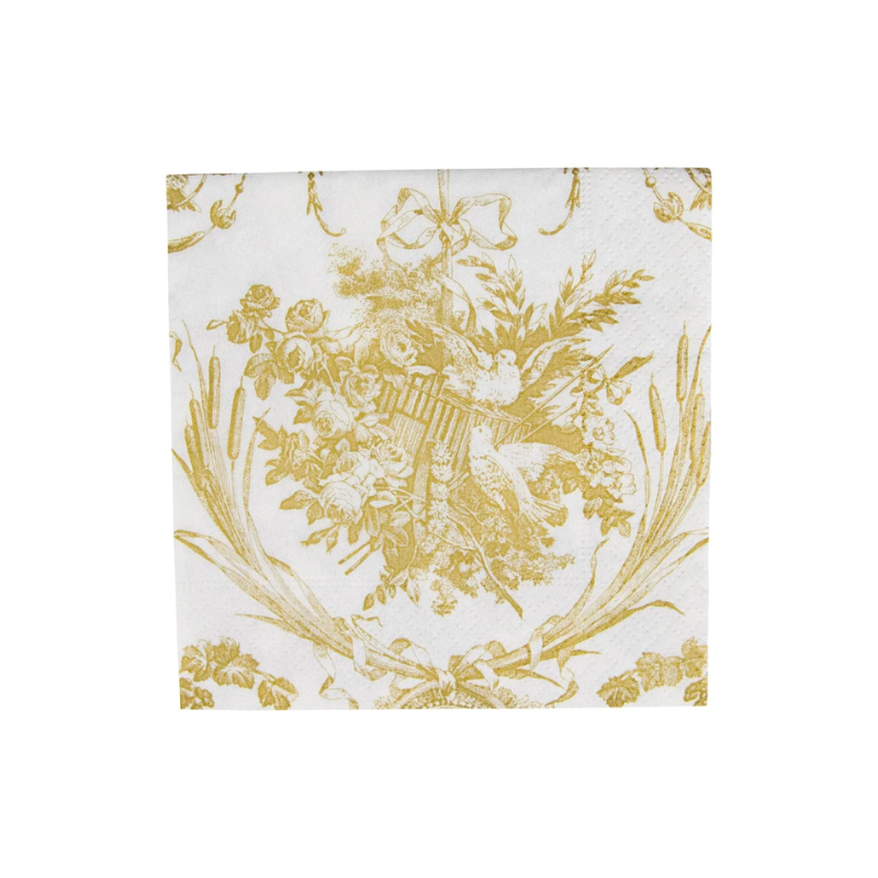 Gold Romantic Toile Cocktail Napkins