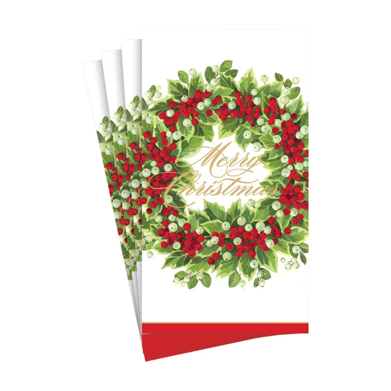 Berry Wreath Merry Christmas Guest Napkins