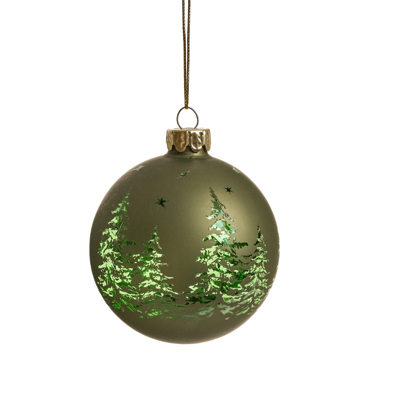 Ornement en verre « Arbres verts »