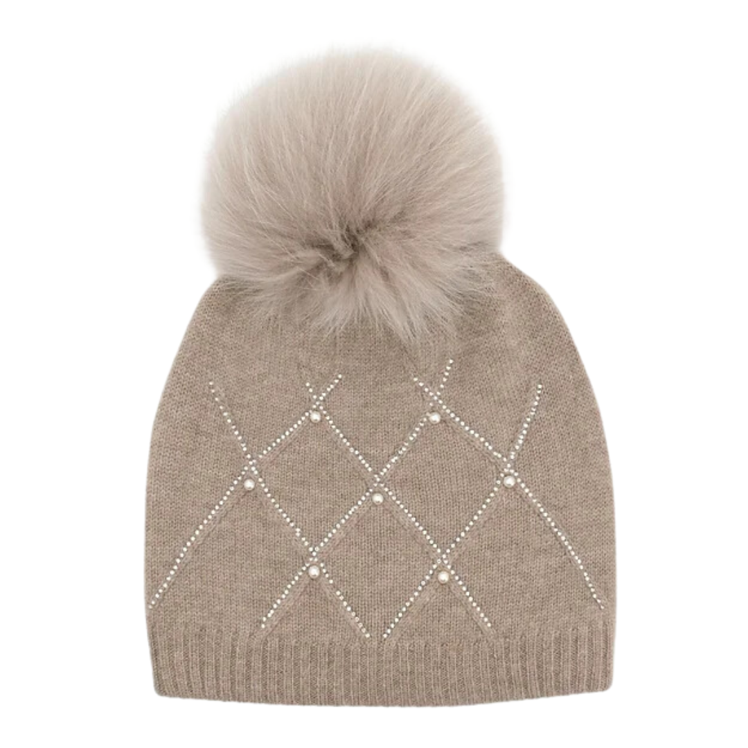 Knitted Crystal Hat w/Fur