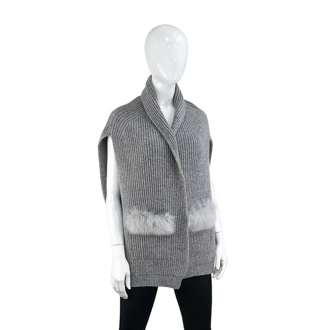 Light Grey Shawl with Pockets