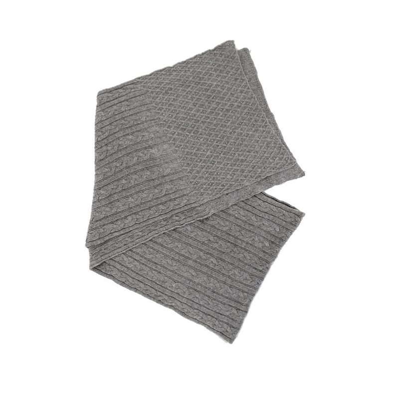 Grey Knit Scarf with Crystals