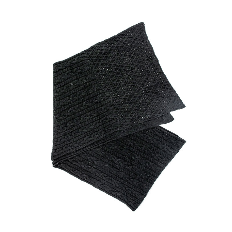 Black Knit Scarf with Crystals