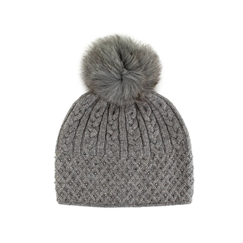 Grey Knit Sparkle Hat