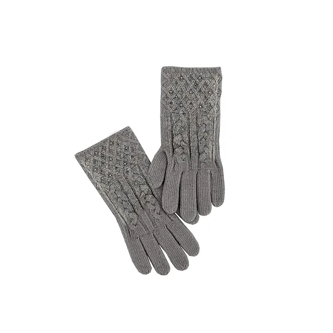 Grey knit online gloves