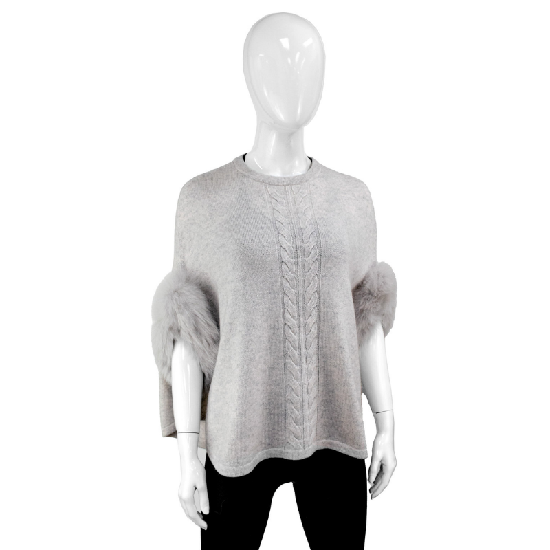 Cashmere Poncho with Fur