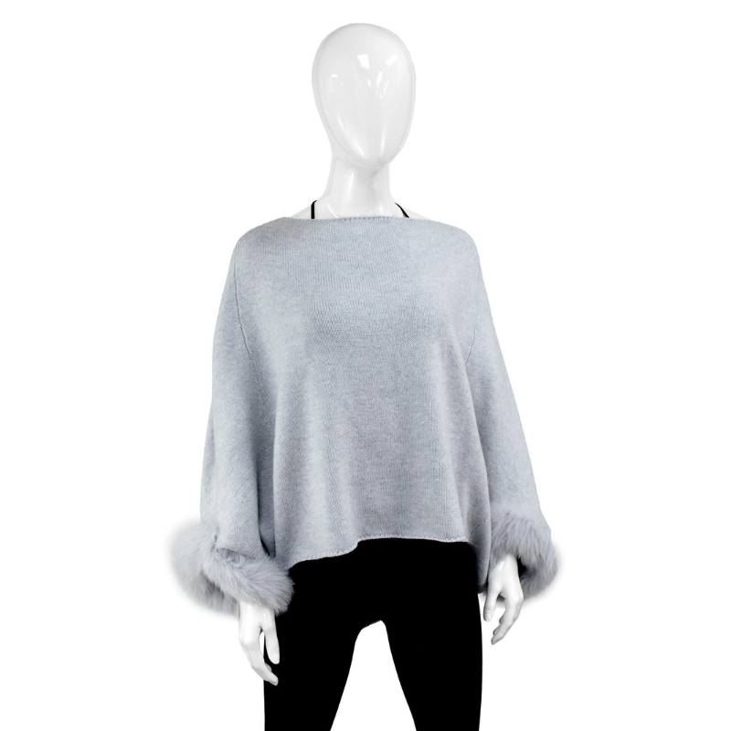 Poncho with Lurex & Fur