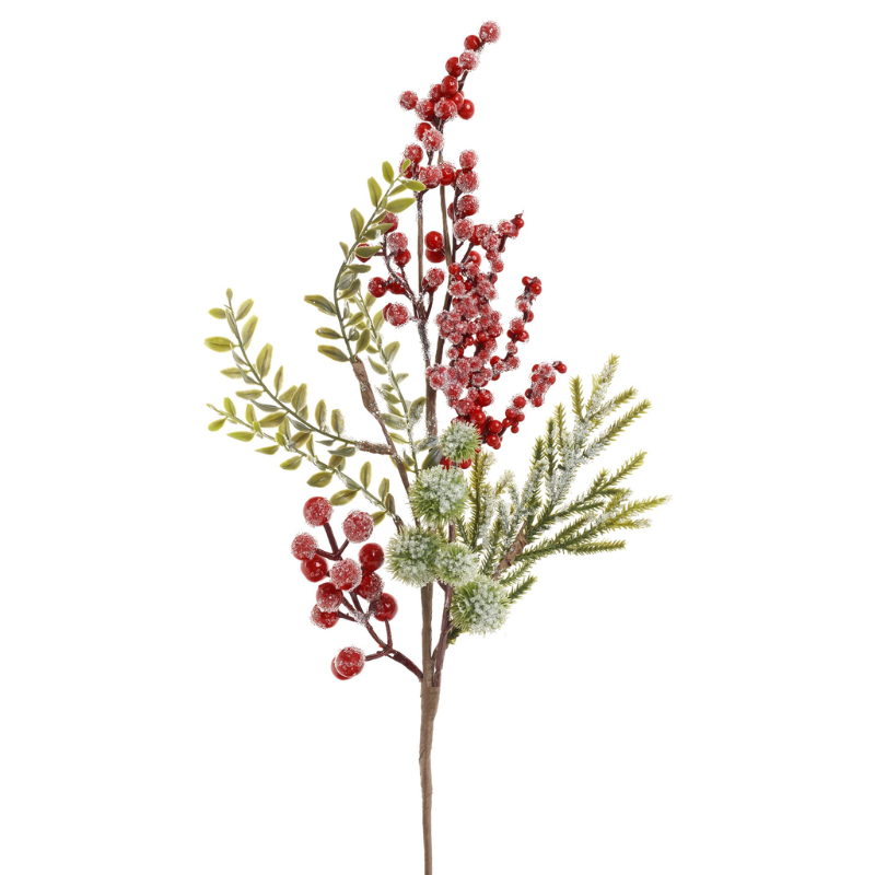 Frosted Red Berry & Cedar Branch