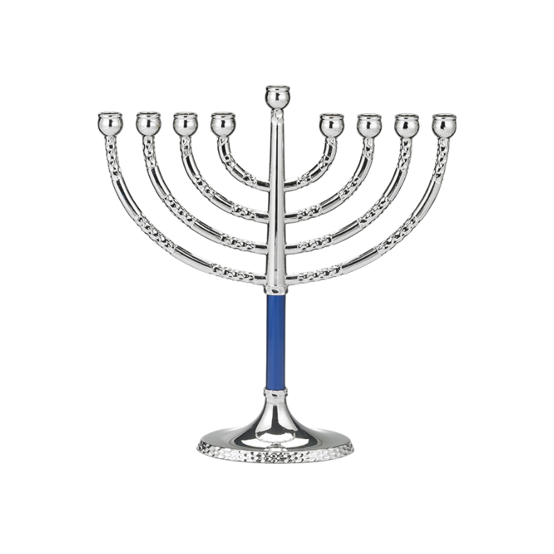 Small Silver &amp; Blue Menorah