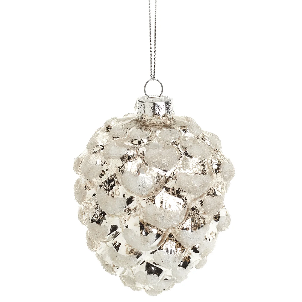 Silver Pinecone Ornament