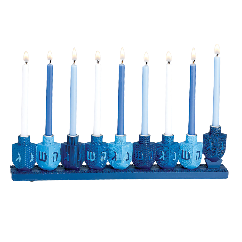 Blue Dreidels Menorah
