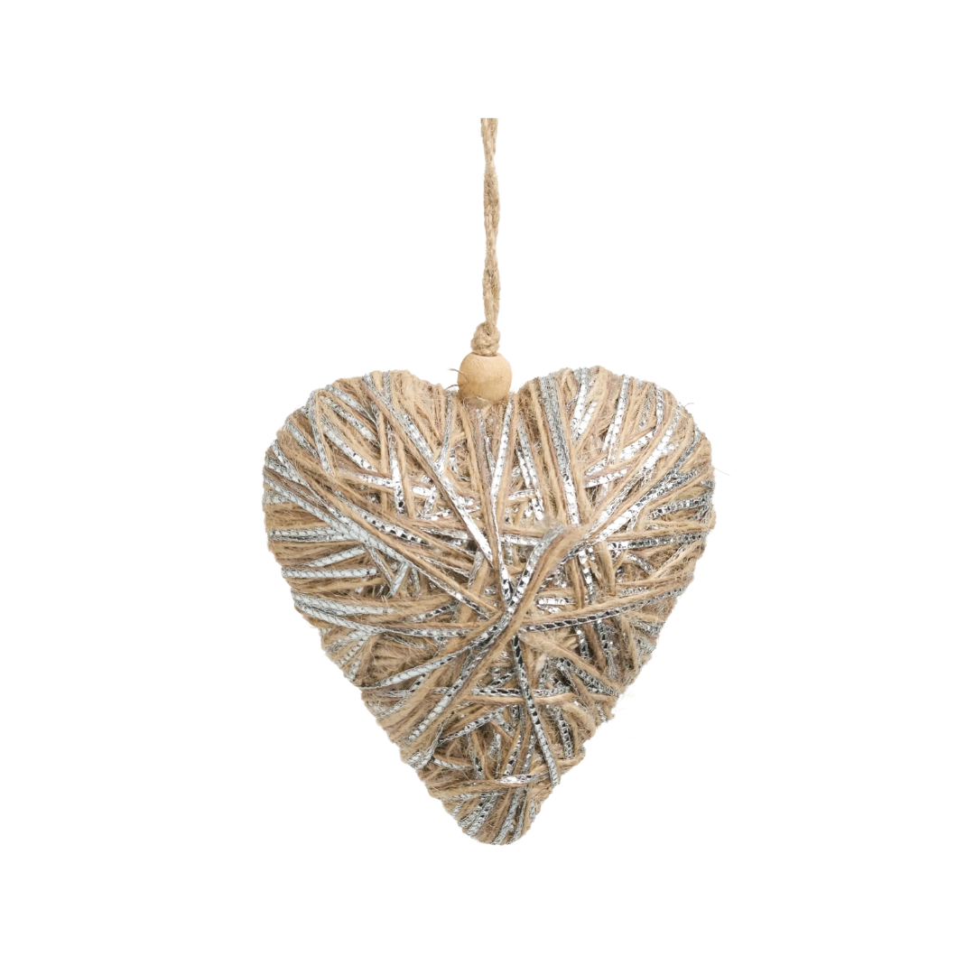 Jute Heart Ornament Natural/Silver