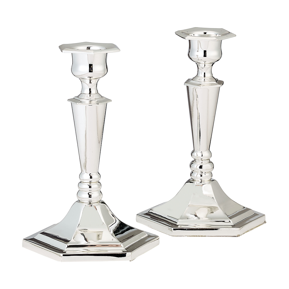 Set of 2 Silver Plated Shabbat Candle Holders