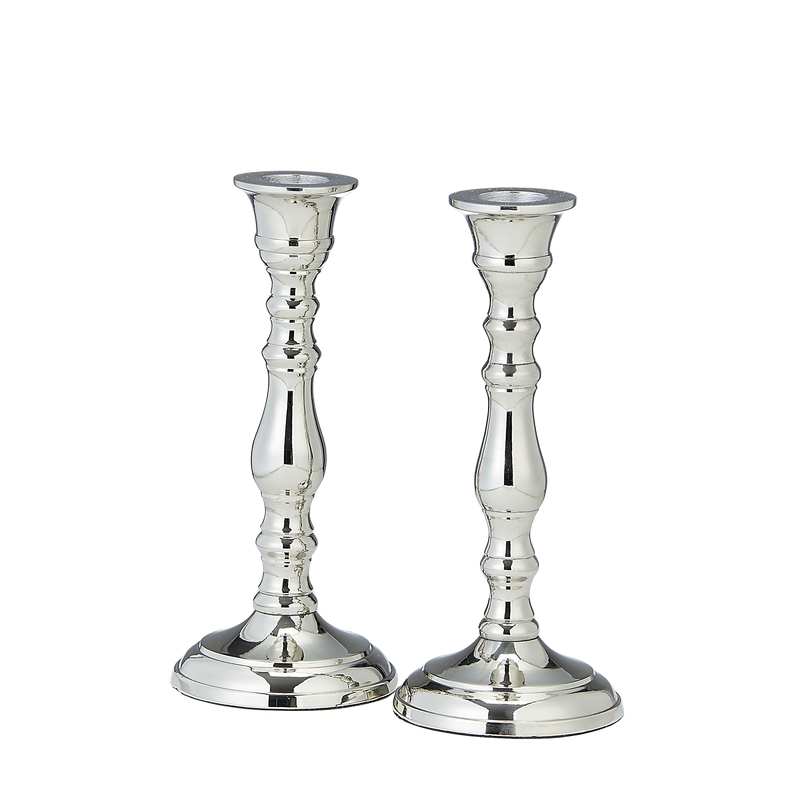 Set of 2 Nickel Plated Candlesticks