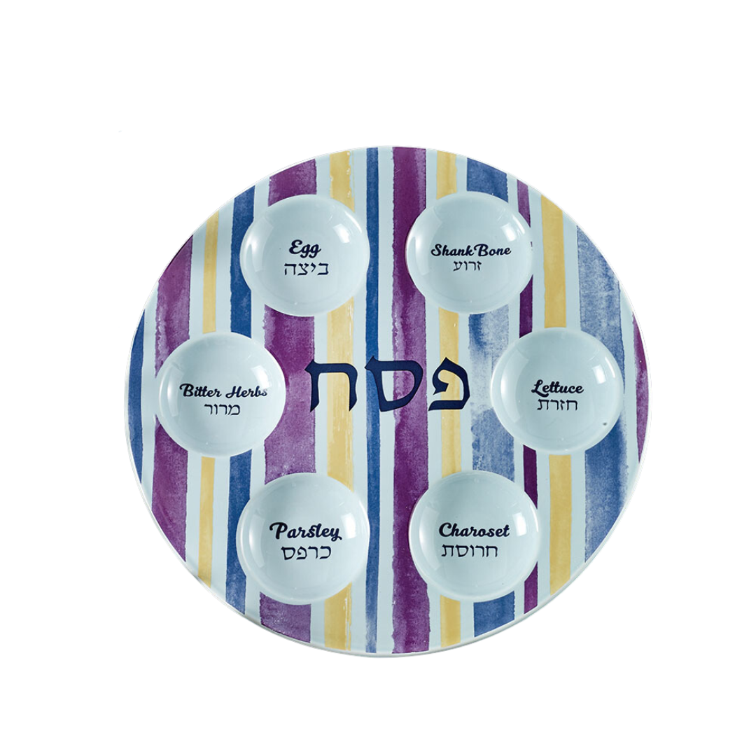 Ceramic Seder Plate with Stripes