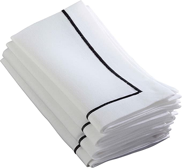 Black Embroidered Edge Napkin Set