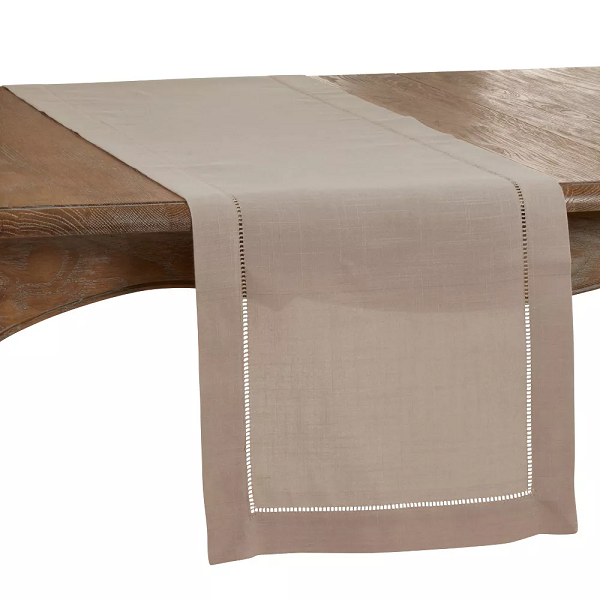 Hemstitched Runner Taupe