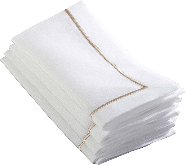 Champagne Embroidered Edge Napkin Set