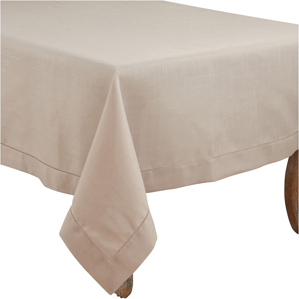 Taupe Hemstitched Tablecloth 70x140