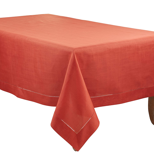 Terracotta Hemstitched Tablecloth 70x180