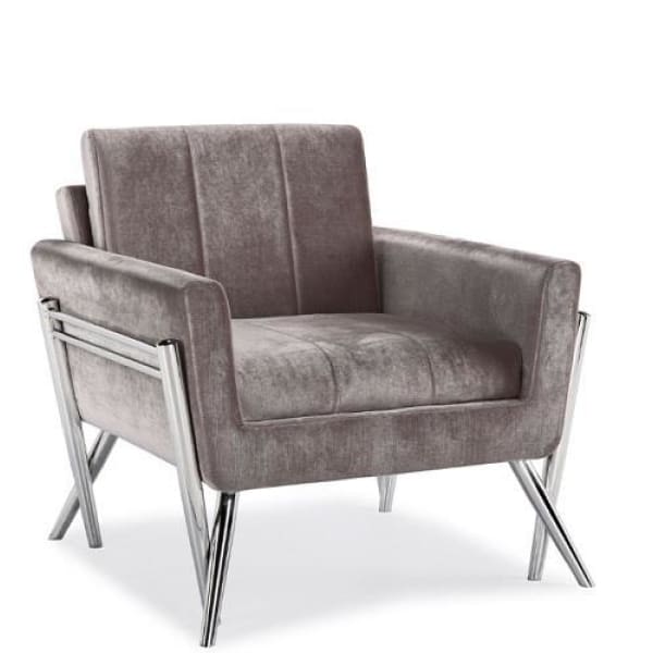 Adeline Grey Velvet/Chrome Chair - Boutique Marie Dumas