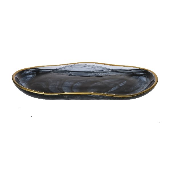 Alabaster Oval Tray with Gold Rim - Boutique Marie Dumas