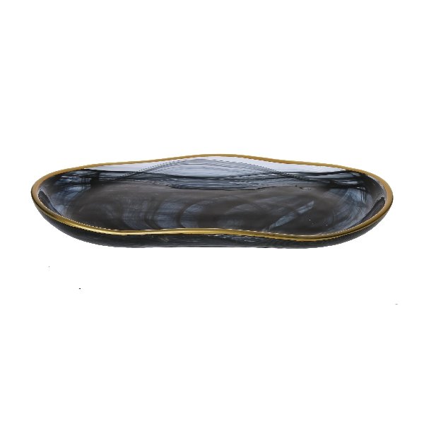 Alabaster Serving Tray with Gold Trim - Boutique Marie Dumas