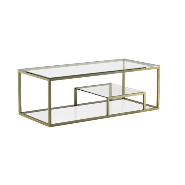 Alma Gold Coffee Table with Shelf - Boutique Marie Dumas