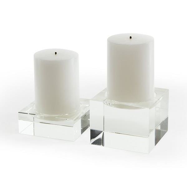 Crystal Square Candle Holder Pillar - Small - Boutique Marie Dumas