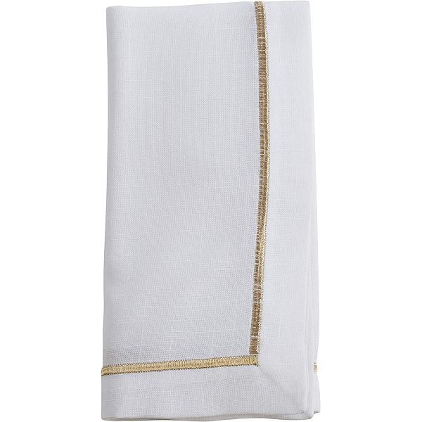 Gold Embroidered Edge Napkin Set