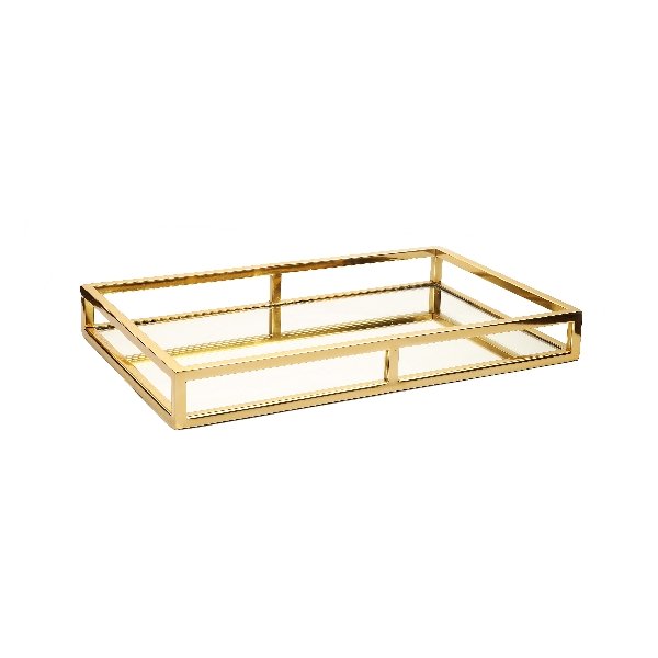 Gold Rectangular Mirrored Tray - Boutique Marie Dumas