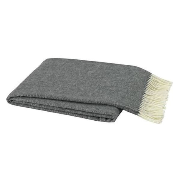 Italian Herringbone Throw - Charcoal Gray - Boutique Marie Dumas